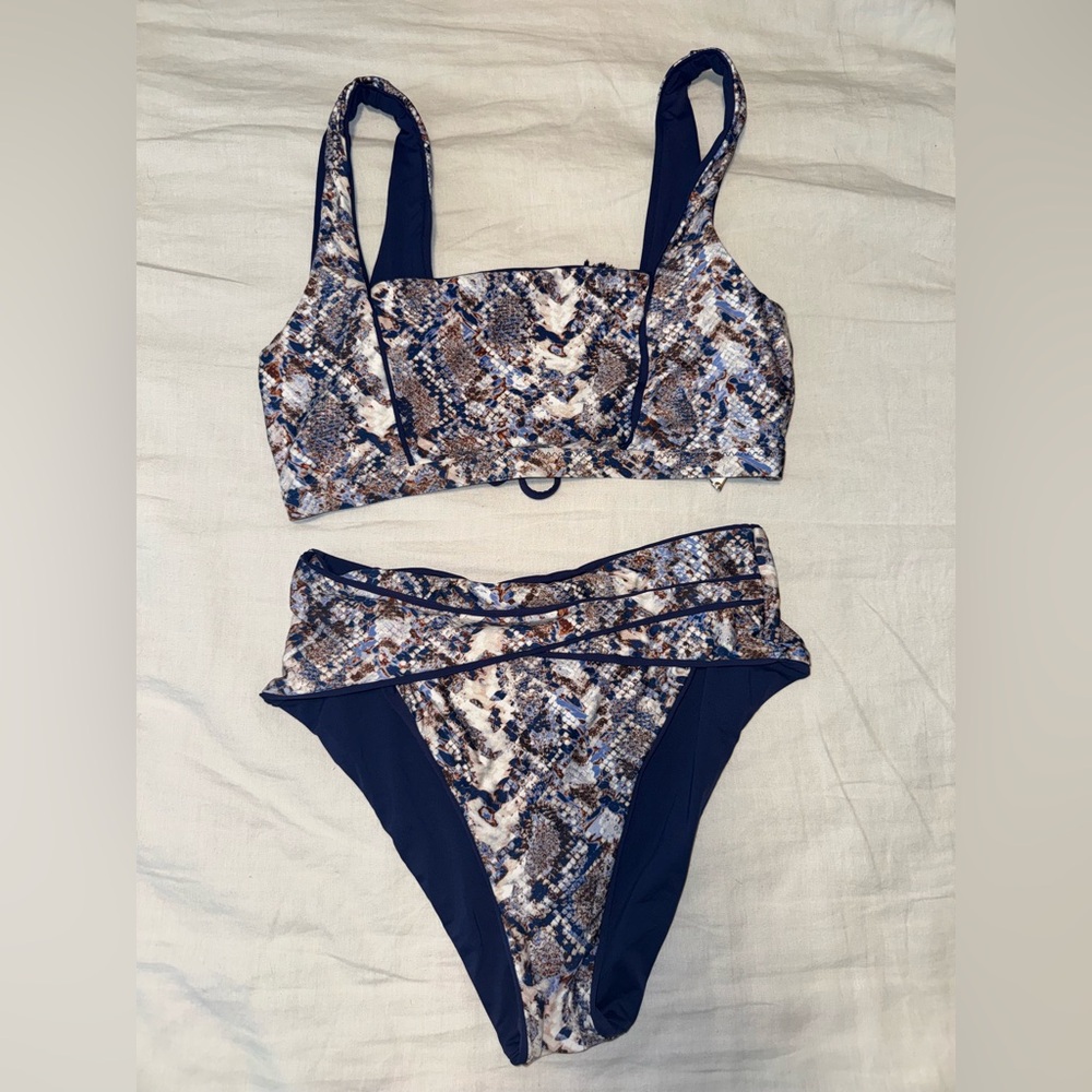 BECCA Snake Print Bikini - Blue and Brown